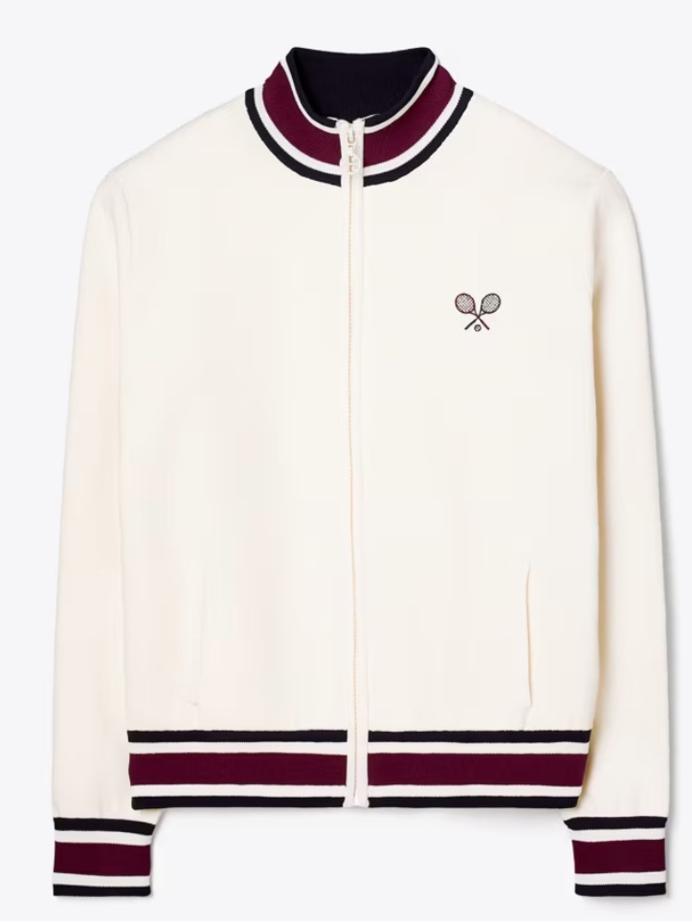Tory Burch Women’s Tech Knit Tennis Jacket Size Medium Preppy Zip Up Activewear